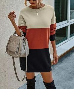Buy 😀 Romantichut Red & Black Color Block Sweater 👗 Dress - 👩 Women 🧨 -Romantichut Sales zu109029520 alt 3 tm1663938754
