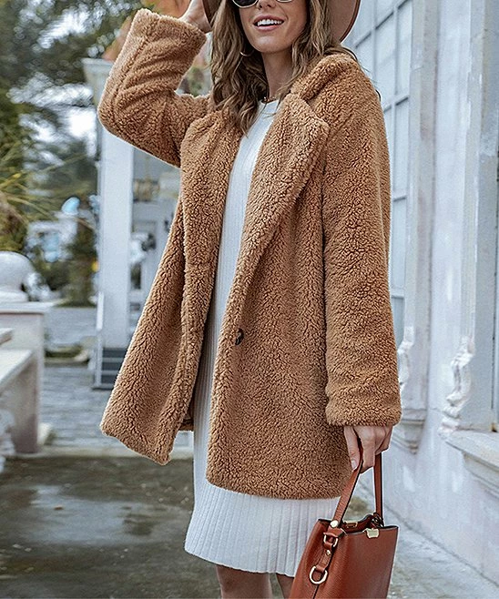 Best Pirce 🔔 Romantichut Khaki Double-Button Teddy 🧥 Coat - 👩 Women 😉 5 Best Pirce 🔔 Romantichut Khaki Double-Button Teddy 🧥 Coat - 👩 Women 😉 - Image 3