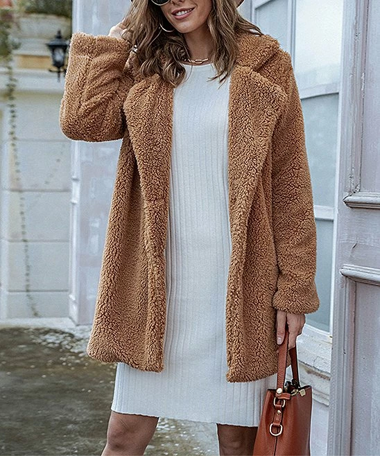 Best Pirce 🔔 Romantichut Khaki Double-Button Teddy 🧥 Coat - 👩 Women 😉 3 Best Pirce 🔔 Romantichut Khaki Double-Button Teddy 🧥 Coat - 👩 Women 😉