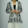 Best Sale 💯 Romantichut Gray & Black Geometric Fringe-Hem Open Cardigan - 👩 Women 🛒 -Romantichut Sales zu109284226 main tm1664481153