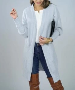 Best Pirce 💯 Romantichut Light Gray Pocket Open Cardigan - 👩 Women ✨ -Romantichut Sales zu109316453 alt 2 tm1664481996