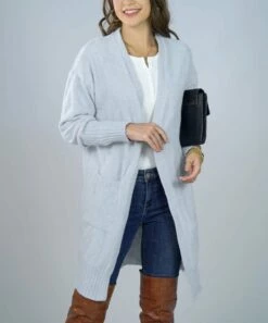 Best Pirce 💯 Romantichut Light Gray Pocket Open Cardigan - 👩 Women ✨ -Romantichut Sales zu109316453 alt 3 tm1664481996