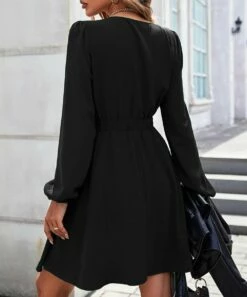 Best reviews of 🤩 Romantichut Black Crochet-Accent V-Neck Long-Sleeve 👗 Dress - 👩 Women 🛒 -Romantichut Sales zu109602153 alt 4 tm1668253430