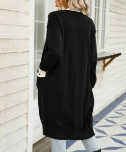 Brand new 🤩 Romantichut Black & Cream Pocket Longline Open Cardigan - 👩 Women 🌟 9 Brand new 🤩 Romantichut Black & Cream Pocket Longline Open Cardigan - 👩 Women 🌟 -Romantichut Sales zu109684764 alt 4 tm1667589594