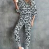 Best Pirce ❤️ Romantichut Gray & Black Leopard Button-Front Jogger Jumpsuit - 👩 Women 🎉 -Romantichut Sales zu109685704 main tm1666027311