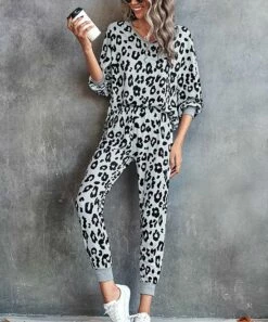 Best Pirce ❤️ Romantichut Gray & Black Leopard Button-Front Jogger Jumpsuit - 👩 Women 🎉