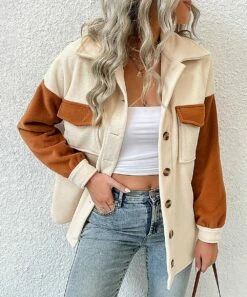 New 💯 Romantichut Apricot & Brown Button-Up Shacket - 👩 Women 💯