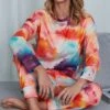 Flash Sale ❤️ Romantichut Orange & Blue Tie-Dye Long-Sleeve Top & Drawstring Joggers - 👩 Women 🔥 -Romantichut Sales zu109777307 main tm1667420485