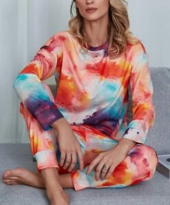 Flash Sale ❤️ Romantichut Orange & Blue Tie-Dye Long-Sleeve Top & Drawstring Joggers - 👩 Women 🔥