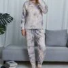 Discount 😍 Romantichut Light Gray & Cream Tie-Dye Long-Sleeve Top & Drawstring Joggers - 👩 Women 🔔 -Romantichut Sales zu109777308 main tm1667420485