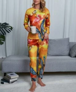 Buy ✨ Romantichut Yellow & Blue Tie-Dye Butterfly Long-Sleeve Top & Drawstring Joggers - 👩 Women 🌟 -Romantichut Sales zu109785587 alt 4 tm1667420485