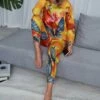 Buy ✨ Romantichut Yellow & Blue Tie-Dye Butterfly Long-Sleeve Top & Drawstring Joggers - 👩 Women 🌟 -Romantichut Sales zu109785587 main tm1667420485