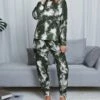 Hot Sale 👍 Romantichut White & Olive Green Tie-Dye Long-Sleeve Top & Drawstring Joggers - 👩 Women 😍 -Romantichut Sales zu109785589 main tm1667420485