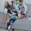 Promo ❤️ Romantichut Lavender & Charcoal Tie-Dye Long-Sleeve Top & Drawstring Joggers - 👩 Women 🥰 -Romantichut Sales zu109785592 main tm1667420485