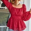Cheap 🥰 Romantichut Red Abstract Bishop-Sleeve Empire-Waist Top - 👩 Women 🤩 1 Cheap 🥰 Romantichut Red Abstract Bishop-Sleeve Empire-Waist Top - 👩 Women 🤩 -Romantichut Sales zu110165362 main tm1667564636