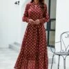 Cheap ⌛ Romantichut Wine Red & White Polka Dot Keyhole-Accent Maxi 👗 Dress - 👩 Women 💯 -Romantichut Sales zu110264983 main tm1667564636