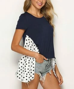 Best Pirce 😍 Romantichut Deep Blue Dot Sidetail Top - 👩 Women ✔️ -Romantichut Sales zu83638446 alt 2 tm1578584827