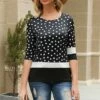 Best reviews of 🧨 Romantichut Black & White Dot Color Block Half-Sleeve Top - 👩 Women 🌟 -Romantichut Sales zu83645886 main tm1578584827