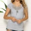Outlet 🛒 Romantichut Gray Lace-Accent Scoop-Neck Cap Sleeve Top - 👩 Women 🥰 -Romantichut Sales zu84958307 main tm1583435936