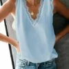 Budget ⌛ Romantichut Blue Lace-Trim V-Neck Tank - 👩 Women ❤️ -Romantichut Sales zu85631469 main tm1585832851