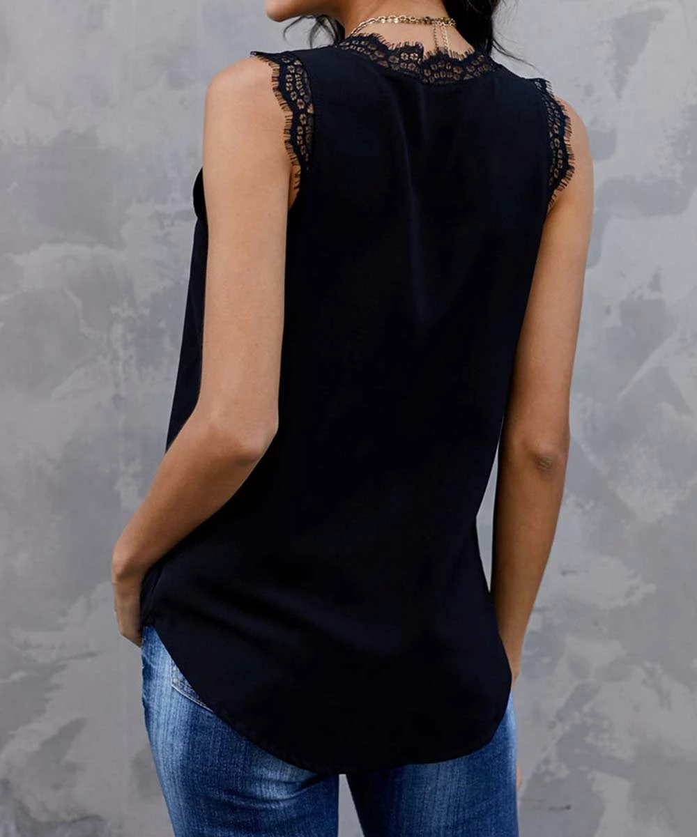 Best deal ๐ฏ Romantichut Black Lace Button-Up V-Neck Tank - ๐ฉ Women ๐ 5 Best deal ๐ฏ Romantichut Black Lace Button-Up V-Neck Tank - ๐ฉ Women ๐ - Image 3
