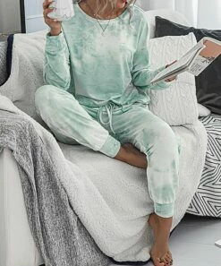 Outlet 😍 Romantichut Blue Tie-Dye Jogger Pajama Set - 👩 Women 🔥 -Romantichut Sales zu86821683 alt 2 tm1590255843
