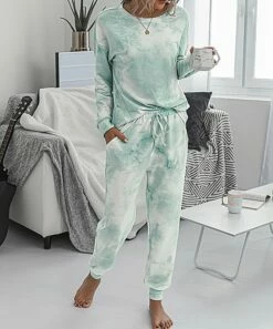 Outlet 😍 Romantichut Blue Tie-Dye Jogger Pajama Set - 👩 Women 🔥 -Romantichut Sales zu86821683 alt 3 tm1590255843