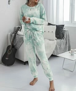 Outlet 😍 Romantichut Blue Tie-Dye Jogger Pajama Set - 👩 Women 🔥