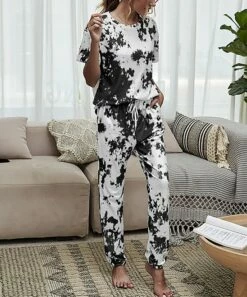 Deals 🌟 Romantichut Black & White Tie-Dye Tee & Joggers - 👩 Women ❤️