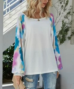 Hot Sale 😀 Romantichut White & Purple Tie-Dye Raglan Top - 👩 Women ⭐