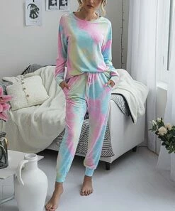 Deals ✔️ Romantichut Pink & Blue Tie-Dye Top & Joggers - 👩 Women 🥰 -Romantichut Sales zu87997390 alt 2 tm1594908005