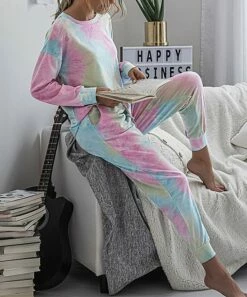 Deals ✔️ Romantichut Pink & Blue Tie-Dye Top & Joggers - 👩 Women 🥰
