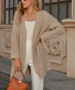 New 🥰 Romantichut Khaki Pocket Open Cardigan - 👩 Women 👍 9 New 🥰 Romantichut Khaki Pocket Open Cardigan - 👩 Women 👍 -Romantichut Sales zu89276537 alt 2 tm1600107916
