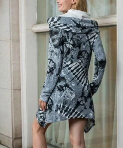 Outlet 😉 Romantichut Gray Tie-Dye Pocket Sidetail Cowl Neck 👗 Dress - 👩 Women 😉 -Romantichut Sales zu89830840 alt 3 tm1601993776