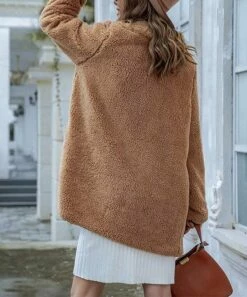 Best deal 😀 Romantichut Khaki Sherpa Overcoat - 👩 Women 🧨 -Romantichut Sales zu90343467 alt 3 tm1603818400