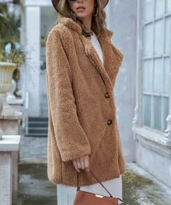 Best deal 😀 Romantichut Khaki Sherpa Overcoat - 👩 Women 🧨 -Romantichut Sales zu90343467 alt 4 tm1603818400
