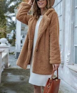 Best deal 😀 Romantichut Khaki Sherpa Overcoat - 👩 Women 🧨