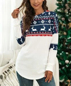 Cheap ๐ฅ Romantichut Navy Reindeer Fair Isle Contrast Long-Sleeve Tee - ๐ฉ Women ๐ฅฐ