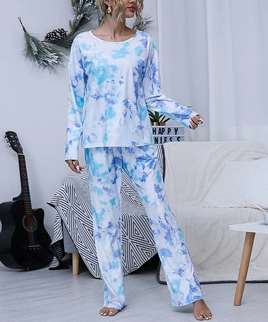 Flash Sale ๐ Romantichut Blue Tie-Dye Long-Sleeve Pajama Set - ๐ฉ Women ๐ 3 Flash Sale ๐ Romantichut Blue Tie-Dye Long-Sleeve Pajama Set - ๐ฉ Women ๐ - Image 2