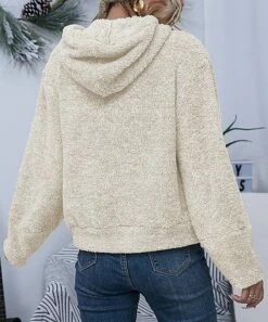 Flash Sale 🥰 Romantichut Apricot Fuzzy Drawstring Hoodie - 👩 Women 👍 -Romantichut Sales zu90816028 alt 4 tm1605108076
