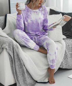 Outlet 🥰 Romantichut Purple Tie-Dye Long-Sleeve Top & Joggers - 👩 Women 😀 -Romantichut Sales zu92258094 alt 2 tm1610566047