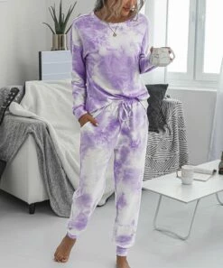 Outlet 🥰 Romantichut Purple Tie-Dye Long-Sleeve Top & Joggers - 👩 Women 😀 -Romantichut Sales zu92258094 alt 4 tm1610566047