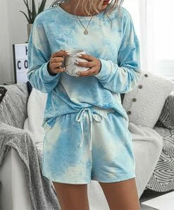 Budget 😍 Romantichut Blue Tie-Dye Long-Sleeve Top & Shorts - 👩 Women 💯 10 Budget 😍 Romantichut Blue Tie-Dye Long-Sleeve Top & Shorts - 👩 Women 💯 -Romantichut Sales zu92369689 alt 3 tm1610980094