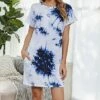 Discount ✔️ Romantichut Blue & White Tye-Dye Pocket T-Shirt 👗 Dress - 👩 Women ⌛ -Romantichut Sales zu94678721 main tm1617197314