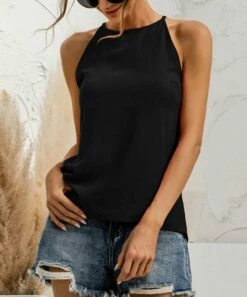 Best reviews of 😀 Romantichut Black Halter Tank - 👩 Women 🎁 -Romantichut Sales zu95084058 alt 3 tm1618514422