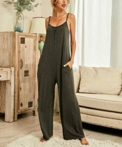 Budget 💯 Romantichut Gray Pocket Wide-Leg Jumpsuit - 👩 Women ⭐ -Romantichut Sales zu95374504 alt 1 tm1619555520