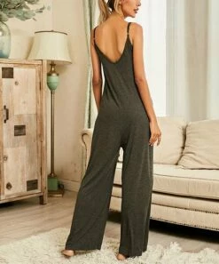 Budget 💯 Romantichut Gray Pocket Wide-Leg Jumpsuit - 👩 Women ⭐ -Romantichut Sales zu95374504 alt 2 tm1619555520