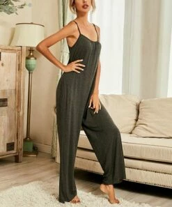 Budget 💯 Romantichut Gray Pocket Wide-Leg Jumpsuit - 👩 Women ⭐ -Romantichut Sales zu95374504 alt 4 tm1619555520