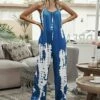 Best Pirce ✔️ Romantichut Blue & White Abstract Pocket Sleeveless Wide-Leg Jumpsuit - 👩 Women 🛒 -Romantichut Sales zu97646160 main tm1626188993