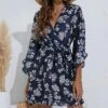 Top 10 👏 Romantichut Navy Floral Ruffle-Trim Wrap 👗 Dress - 👩 Women 🛒 -Romantichut Sales zu97955550 main tm1626963647